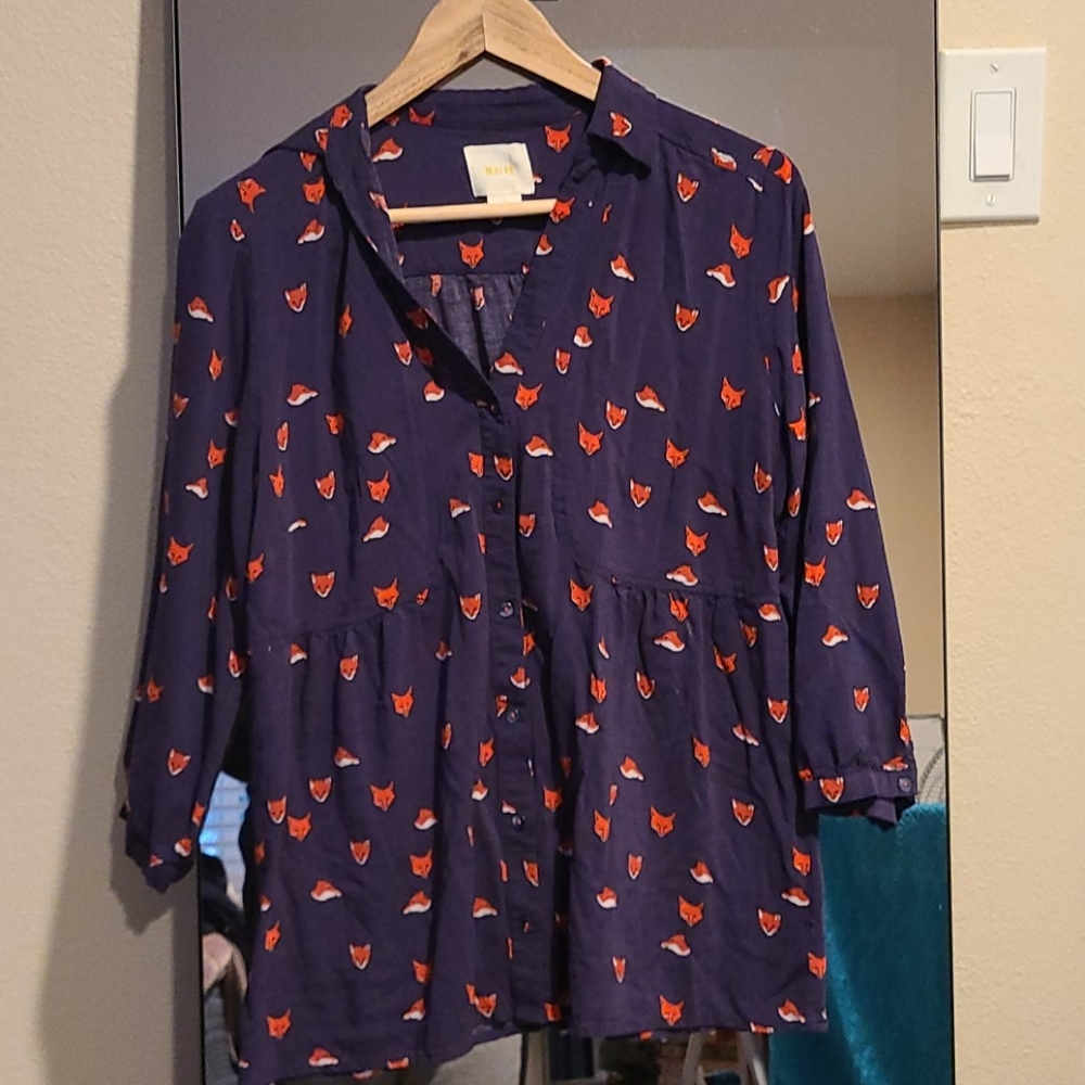Woodland Fox Blouse- Anthropologie, Maeve